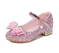 Eleasica Fille Chaussures de Princesse Elsa Talon Haut Chaussures pour Déguisement Princesse Cendrillon Bout Fermé Antidérapant Sandsles Cadeau Annversaire Noël Soirée Mary Jane,Rose,25