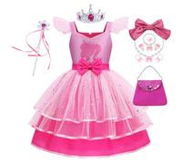 Eleasica Robe Cosplay Barbie Pour Fille Avec Accessoires Belle Robe De Princesse D'Été En Tulle Scintillant 4 Couches Fête D'Anniversaire Carnaval Photographie Cadeau, rouge, 140