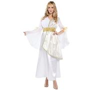 Eleasica Robe de Princesse Athéna Style Arabe Femme Robe de Soirée Longue de Cérémonie pour Mariage Fête Spectacle Photographie Déguisement, Blanc, L