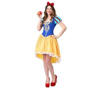 Eleasica Robe Déguisement Adulte Blanche-Neige Princesse Classique Cérémonie Cosplay Fête Halloween Cadeau Anniversaire, Bleu-Jaune, 2XL
