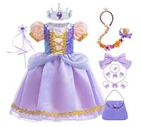 Eleasica Robe Fille Sofia Déguisement De Princesse Raiponce Pour Cosplay Anniversaire & Halloween En Tulle Et Paillettes Robe Mignonne Enfant Confortable Et Respirante, 130