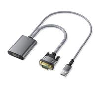 Elebase Adaptateur VGA vers HDMI,Convertisseur 1080P VGA Mâle vers HDMI Femelle avec Audio,Connecteur Unidirectionnel pour Source VGA Ordinateur/Portable/Bureau/PC vers TV/Moniteur/HDTV/Projecteur