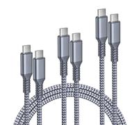 Elebase Cable Chargeur iPhone 17 16 Pro Max 1M/2M/3M 3 Pack,Câble USB C vers Type C 100W,Cordon Charger Alimentation Carplay Voiture Rapide pour Apple 15 16e,iPad Air 4 5 Mini 6 7,Samsung Galaxy S25