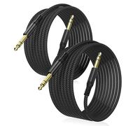 Elebase Câble de guitare TRS 6,35 mm 2 m 2 pièces, câble d'instrument stéréo avec connecteur 1/4" en nylon tressé, câble audio avec protection contre le bruit de 6,3 mm à 6,3 mm pour amplificateur de
