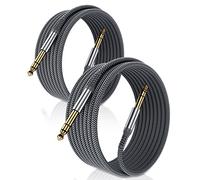 Elebase Câble Instrument Audio Stéréo 6.35mm (2M/2 Pack) Cordon Tressé en Nylon Jack TRS 1/4 Mâle vers Mâle pour Guitare Électrique,Basse,Clavier,Table de Mixage,Amplificateur,Haut-parleur,Égaliseur