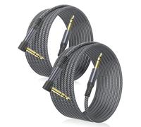 Elebase Câble Jack Audio Stéréo 6,35MM Cordon 6M 2-Pack | Coudé Instrument TRS 1/4 Mâle vers Mâle à Angle Droit pour Guitare Électrique,Basse,Clavier,Table de Mixage,Amp,Haut-parleur