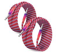 Elebase Câble Jack Guitare 3M 2 Pack,Mono 6,35mm Audio Cable Instrument TS Prise Jack 6.3 1/4 Mâle vers Mâle pour Guitare éLectrique Accessoire,Basse,Ampli,Amplificateur,Claviers,Haut-parleur