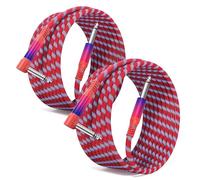 Elebase Cable Jack Guitare Coudé 2M 2 Pack,Angle Droit Mono 6,35mm Câble Audio Instrument TS 1/4 Mâle vers Mâle pour Guitare éLectrique Accessoire,Basse,Ampli,Amplificateur,Claviers,Haut-parleur