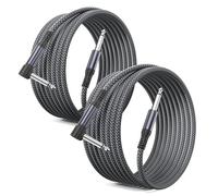Elebase Cable Jack Guitare Coudé 4.5M 2 Pack,Angle Droit Mono 6,35mm Câble Audio Instrument TS 1/4 Mâle vers Mâle pour Guitare éLectrique Accessoire,Basse,Ampli,Amplificateur,Claviers,Haut-parleur