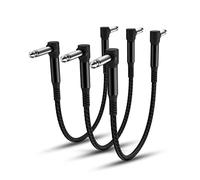 Elebase Câbles Patch Guitare 3 Pack 15cm,Cordons d'Instrument Coudé Tricoté,Connecteur Mâle Alimentation Angle Droit Convient pour Pédales d'Effet Guitare/Basse,Jack Audio Stéréo Amplificateur,6 Pouce