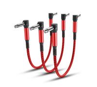 Elebase Câbles Patch Guitare 3 Pack 30cm,Cordons d'Instrument Coudé Tricoté,Connecteur Mâle Alimentation Angle Droit Convient pour Pédales d'Effet Guitare/Basse,Jack Audio Stéréo Amplificateur