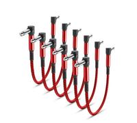 Elebase Câbles Patch Guitare 6 Pack 30cm,Cordons d'Instrument Coudé Tricoté,Connecteur Mâle Alimentation Angle Droit Convient pour Pédales d'Effet Guitare/Basse,Jack Audio Stéréo Amplificateur