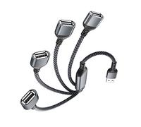 Elebase Hub USB pour PS5 Pro/Slim,4 en 1 Multi USB Cable Port Type A 0.3M | Multiprise Répartiteur USB,Câble Port USB Multiple Mâle vers Femelle pour PS5 Controller,Xbox Series X/S,PC,Clavier,Souris
