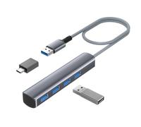 Elebase Hub USB pour PS5 PS4 Pro/Slim,4 en 1 USB 3.0 Splitter Ultra-Fin avec Câble de 60CM & OTG,Adaptateur Multi Port 5Gbps Data Haute Vitesse pour MacBook,iMac,PC,MacBook