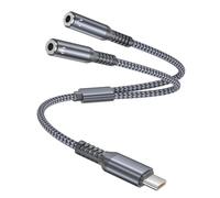Elebase iPhone 17 16 Adaptateur Jack,USB C vers Double 3,5mm Splitter 0.28M