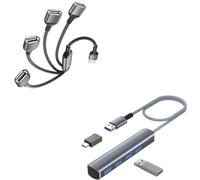 Elebase Répartiteur USB pour PS5 Pro/Slim et Hub USB 3.0 4 Ports,4-en-1 Data Hub Câble de 20CM our PS5 Controller,Xbox Series X/S,PC,Clavier,Souris