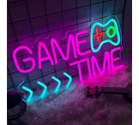 EleBikk GameTime Lampe Néon LED, Enseigne Lumineuse Neon GameTime, Neon LED Mural Décorative Colorée de Style Jeu, Indispensable pour les Bars/Salles de Jeux/Boutiques de Jeux