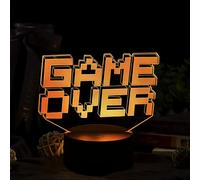 EleBikk Veilleuse GameOver, 3D Lampe Enfant, Veilleuse 3d Illusion Led en 3D Sur le Thème des Jeux, 16 Couleurs à Choisir Librement, Alimentation USB 5V, Adaptée à la Chambre D'enfant, au Salon