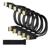 Elecan Lot de 5 câbles DisplayPort 1.2 certifiés VESA 4K, haute vitesse DP vers DP mâle-mâle, 4K @ 60 Hz, 2K @ 165 Hz/144 Hz, HBR2 HDR HDCP Dolby pour moniteur de jeu, PC, TV, NVIDIA AMD + 10 attaches