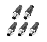 Elecbee 5 Pièces M12 à 4 Broches Mâle A Code, 12mm Connecteur Rond Industriel, M12 4 Pin Circulaire Industriel, M12 4 Broches Mâle Connecteur, M12 4 Core Aviation Industrie Connecteur