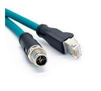 Elecbee Câble de Capteur M12 X Code 180° vers Câble RJ45,M12 8 Broches IP67 Mâle vers RJ45 8P8C Câble à Double Extrémité Mâle AWG24 pour Caméra de Capteur Industriel (Câble Plastique Bleu, 1M)