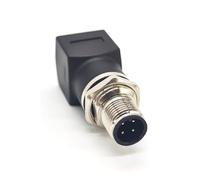 Elecbee Connector M12 Adaptateur 4 Broches vers RJ45, Connecteur de Câble de Capte de Code A,Connecteur D'aviation de Protection de Fileté, Connecteur Circulaire Industriel IP67 Étanche L'extérieur