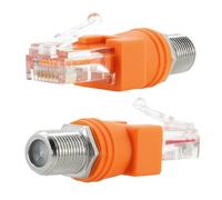 Elecbee Lot de 2 Adaptateurs F Femelle vers RJ45 Mâle Coaxial - Coupleur RF vers RJ45 - Convertisseur Droit pour Connecteur RF