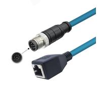 Elecbee M12 8 broches A Code mâle vers RJ45 femelle High Flex Cat6 câble Ethernet industriel PVC
