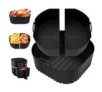 Elecbee Moule Silicone Air Fryer, 3PCS Accessoire Air Fryer pour Philips NA230, COSORI 6.2L, Accessoires Plat pour Air Fryer Réutilisables pour Friteuse à Air, Four et Micro-ondes (Noir)