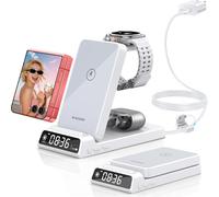 Elecdov Chargeur Induction pour Samsung Galaxy S26/S25/S24/Z Flip 7/Fold 6 Charge 3 en 1, Chargeur Montre pour Samsung Galaxy Watch Ultra/8 Classic/7/6, Chargeur sans Fil pour Galaxy Buds 4/3 (Blanc)