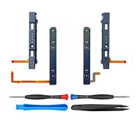 ElecGear Glissière de Remplacement pour OLED Switch HEG-001 et Manette Joy Con, Rail Métallique Gauche/Droite et Barre de Curseur avec Connecteur de Câble Flex, Outil de Réparation