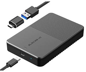 ElecGear USB C 3.1 Gen2 Boîtier Externe pour Disque Dur 2.5'' Pouces de 7mm à 15mm, Adaptateur Case Caddy pour SATA Hard Drive SSD et HDD, Type-A Câble avec USB Type-C Convertisseur