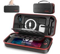 ELECGO Étui Rigide pour Nintendo Switch 2 avec 24 Emplacement pour Cartes de Jeu, Protection pour Console Joy-Con et Accessoires, Housse Transport Portable pour Nintendo Switch 2 -Noir/Large