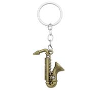 Elechobby Porte-clés mini saxophone 3 couleurs en métal instrument de musique cadeau pour les amateurs de musique, Laiton 01, Medium