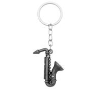 Elechobby Porte-clés mini saxophone 3 couleurs en métal instrument de musique cadeau pour les amateurs de musique, Argenté (Silver01), Medium