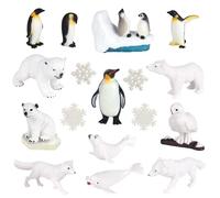 ELECLAND Lot de 19 Figurines d'animaux d'hiver réalistes, Ours Polaire, Flocons de Neige, Dauphin, Figurine Miniature de Noël, Jouet pour décoration de Maison, décorations de gâteaux d'anniversaire