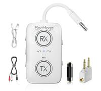 ElecMoga 2025 Upgraded Bluetooth 5.3 Adaptateur Emetteur V5.4, 2 en 1 Bluetooth Transmitter Receiver 3.5mm Jack, Convient pour Téléphone Portable, Pad Device Receiver, Compatible avec Car Audio Blanc