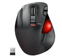 Elecom EX-G M-XT4DRBK-G Souris trackball pour gaucher, sans Fil, 2,4 GHz, contrôle du Pouce, Fonction à 6 Boutons, Design Ergonomique, Red Ball, Windows11, macOS
