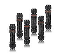 Elecoutek 6Pcs Boîte de Jonction Etanche IP68 Connecteur de Câble Extérieur Raccord Electrique Etanche 3 Voies Boite de Dérivation Noire pour Câble Ø 5 à 13mm
