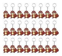 Elecrainbow Lot de 24 porte-clés castor pour fête safari, fête prénatale dans la jungle, anniversaire d'enfants, premier anniversaire sur le thème des animaux sauvages, révélation du sexe des