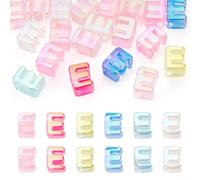 Elecrelive Lot de 20 perles à grand trou lettre irisée E pour breloques de | Perles de l'alphabet en paracorde pour porte-clés et fabrication de bijoux