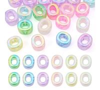 Elecrelive Lot de 20 perles à grand trou lettre irisée O pour breloques de | Perles irisées avec lettres de l'alphabet - Pour porte-clés, bracelets et bijoux
