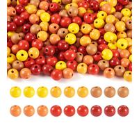 Elecrelive Lot de 240 perles rondes en bois naturel orange rouge 16 mm pour bracelet, collier, artisanat, décoration de fête