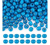 Elecrelive Lot de 300 perles en bois naturel peint en bleu de 10 mm pour bracelet, collier, artisanat, décoration de fête