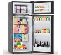 Electactic Mini réfrigérateur avec congélateur, réfrigérateur compact à 2 portes avec 2 étagères amovibles, thermostat réglable à 3 niveaux, faible bruit, efficace pour la cuisine