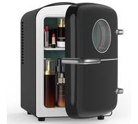 Electactic Mini réfrigérateur pour chambre à coucher, 4 L/6 canettes, petit réfrigérateur cosmétique pour soins de la peau, maquillage et boisson, avec fenêtre d'observation, réfrigérateur de bureau