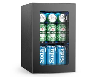 Electactic Refroidisseur de vin pour 12 bouteilles/48 canettes, mini porte en verre pour réfrigérateur avec étagères réglables, affichage numérique de la température, petit réfrigérateur non encastré