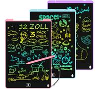 Electight Ensemble de 3 tablettes d'écriture LCD de 12 pouces pour enfants, tableaux d'écriture colorés, tapis de dessin réutilisables, jouets éducatifs préscolaires, cadeaux pour garçons et filles de