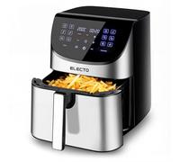 ELECTO AIRCRISP Friteuse à air chaud, 8 l, 2000 W, 14 programmes automatiques, écran tactile numérique, cuisson sans graisse avec technologie Rapid Air, revêtement antiadhésif et minuteur, argent