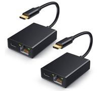 ELECTOP Lot de 2 adaptateurs Ethernet pour Chromecast avec Google TV, USB de type C vers RJ45 Ethernet compatible avec Google TV Chromecast HD/4K et autres clés TV Streaming